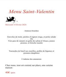 Menu de la St-Valentin Riedisheim